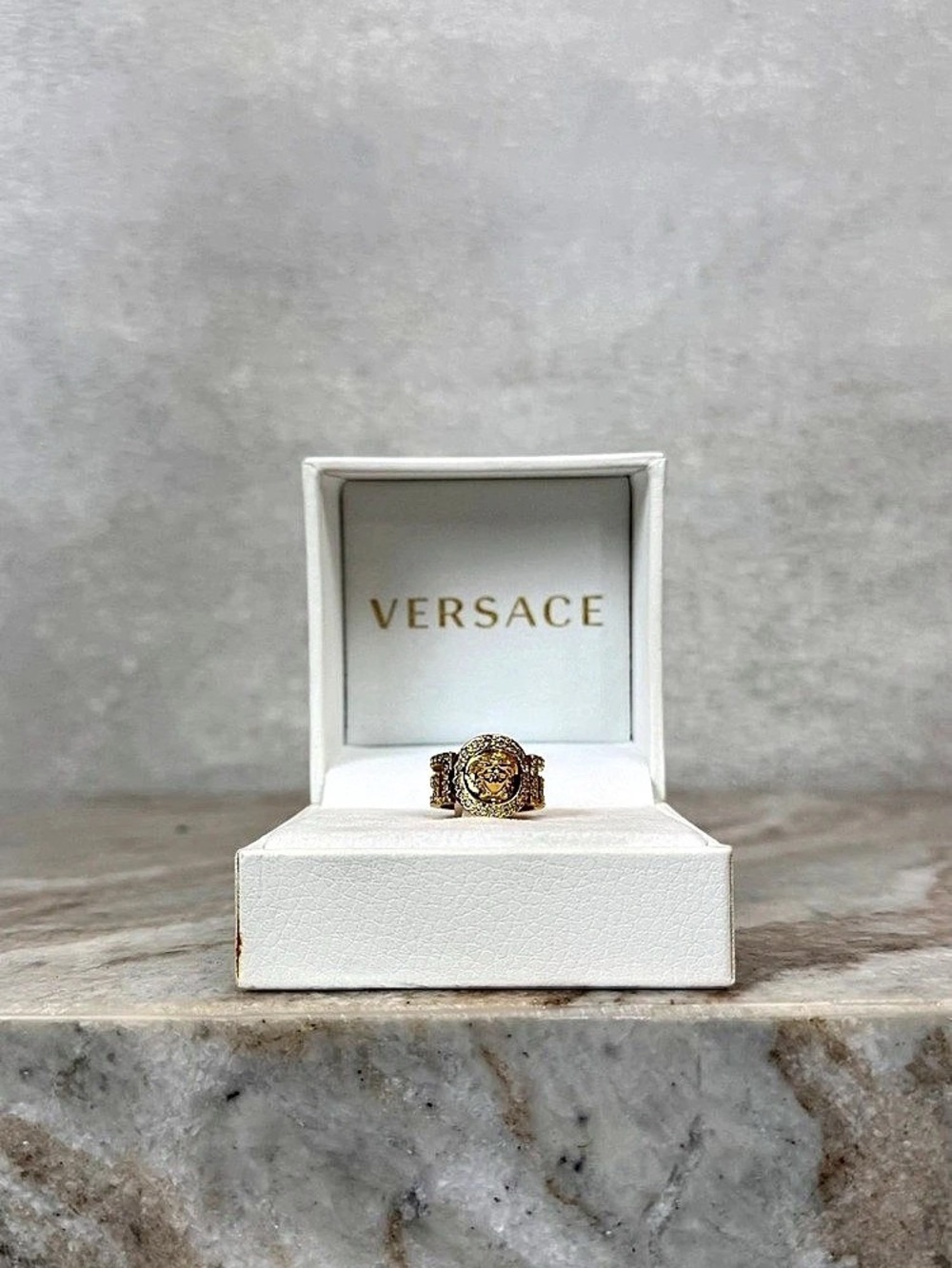 Versace La Medusa Crystal Ring Gold